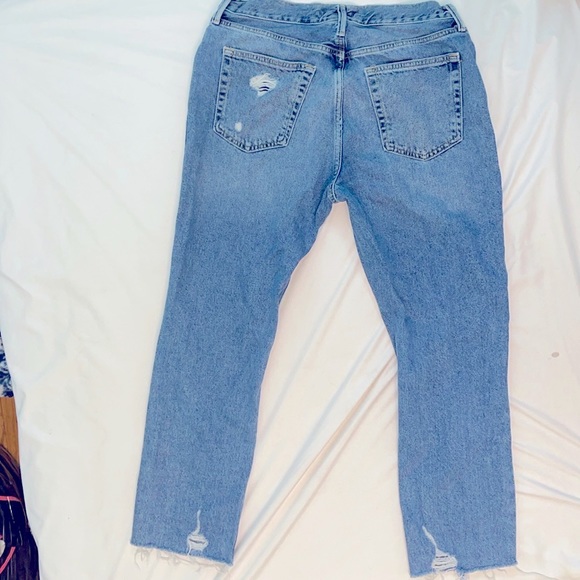High waisted, straight leg jeans with distress - Picture 2 of 2
